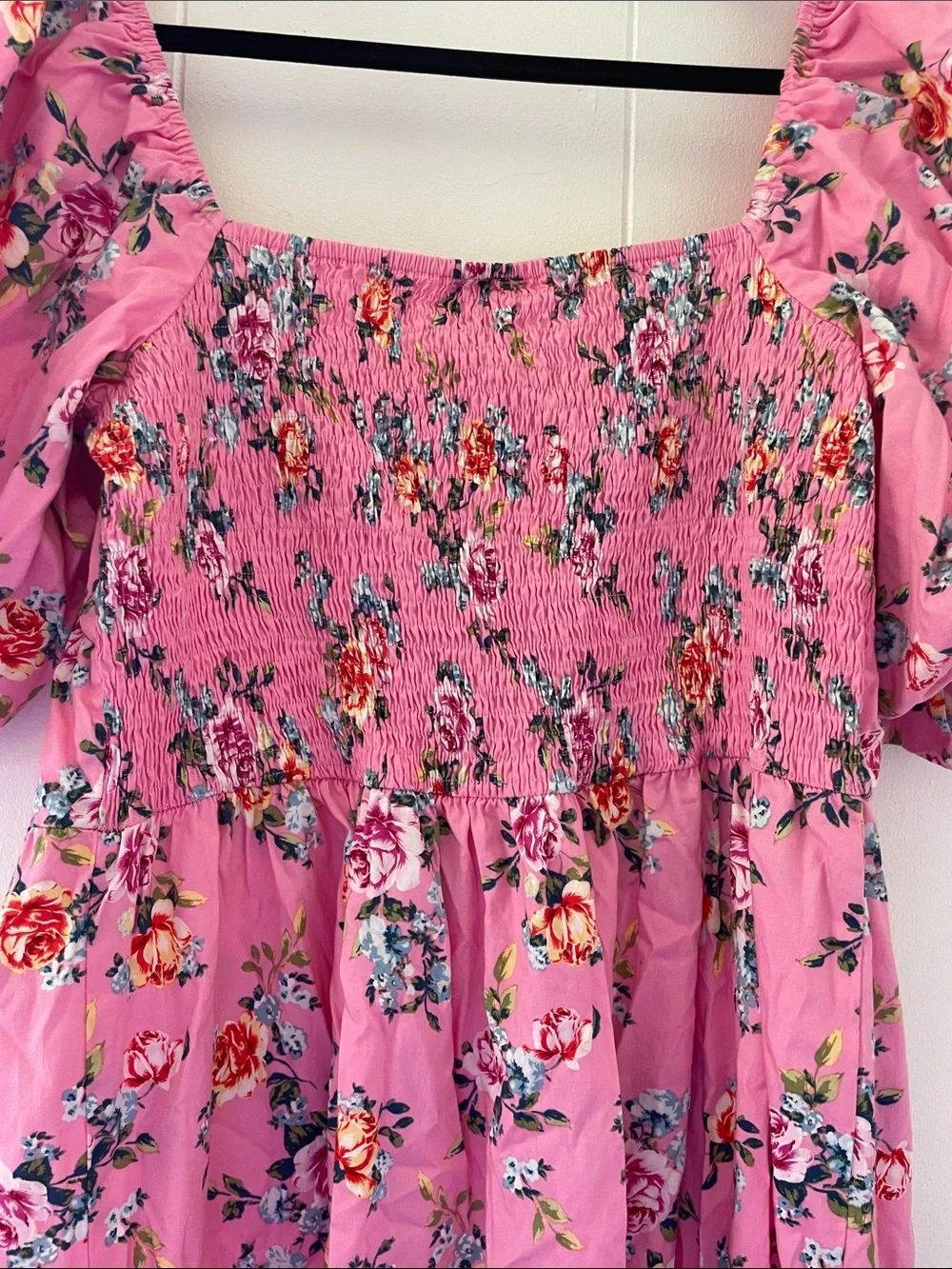 Buddy Love Pink Floral Puff-Sleeve Maxi Dress